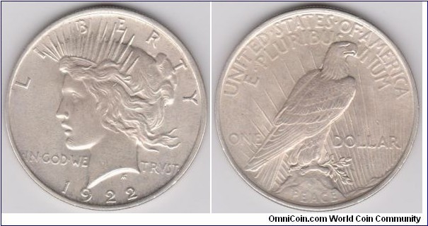 1922 Peace Silver Dollar 