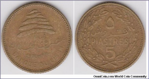 1970 Lebanon 5 Piastres