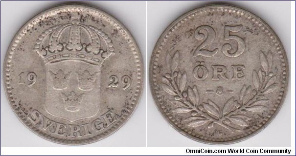 1929 Sweden 25 Öre