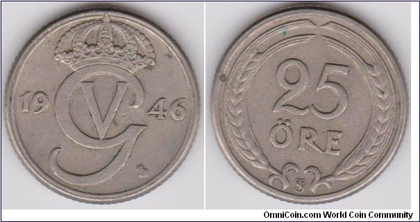 1946 Sweden 25 Öre