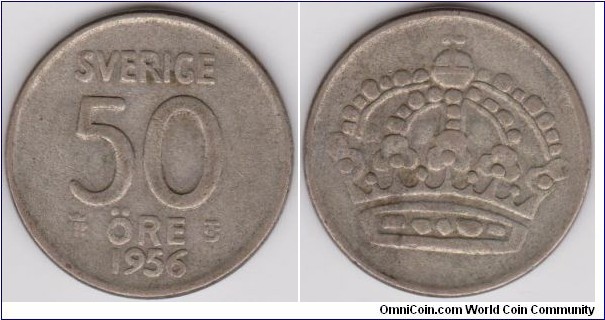 1956 Sweden 50 Öre 