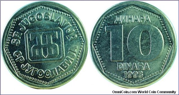 Yugoslavia10Dinara-km157-1993
