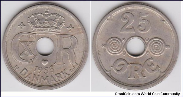 1936 Danmark 25 Öre 