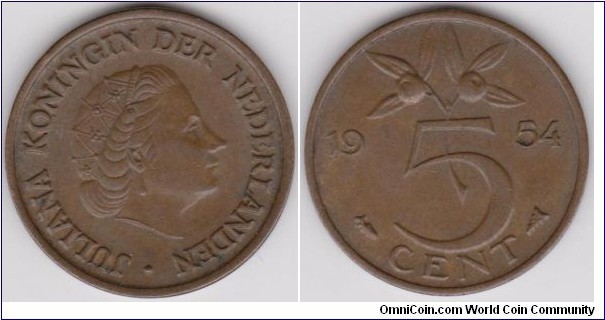 Nederland 1954 Five Cent