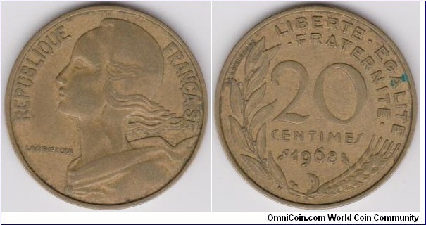 1968 France 20 Centimes 