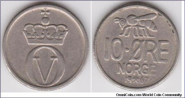1967 Norway 10 Öre 