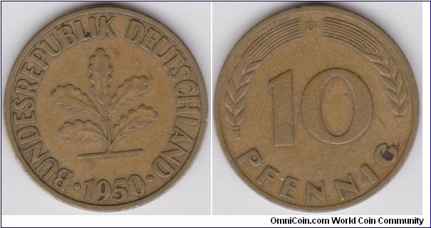 1950 Germany 10 Phennig
