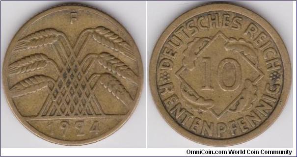 1924 F Germany 10 Phennig