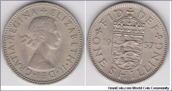 1957 Great Britain Elizabeth II 1 Shilling