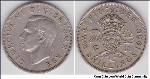 1950 Great Britain Georgivs VI 2 Shillings