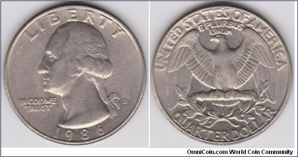 1986 D Washington Quarter