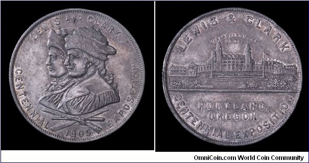 Lewis and Clark Centennial Exposition medal, struck in aluminum.