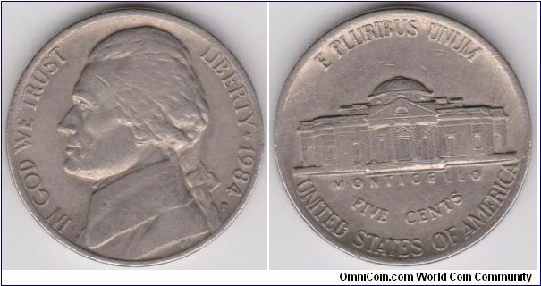 1984-P Jefferson Nickel