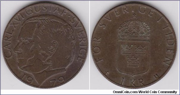 Sweden 1979 Carl XVI Gustaf 1 krona