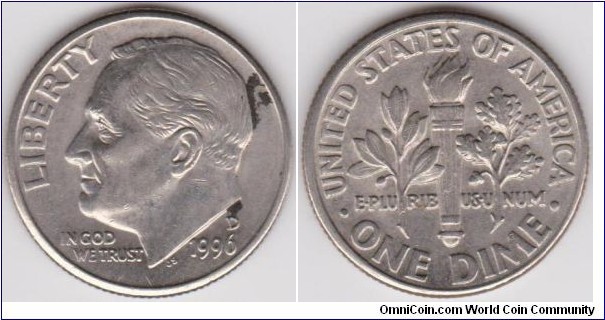 1996-D Roosevelt Dime