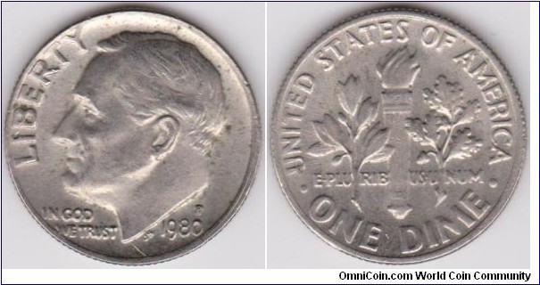 1980-P Roosevelt Dime