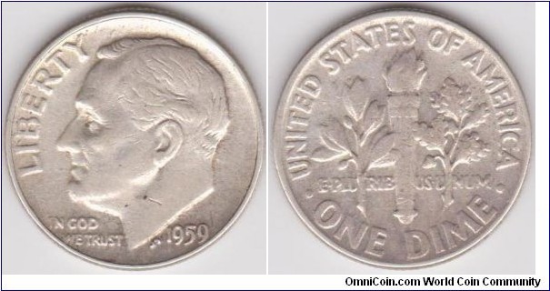 1959 Roosevelt Dime 