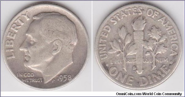 1958-D Roosevelt Dime