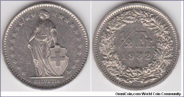1982 Switzerland Half Franc