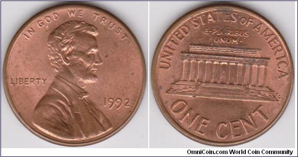 1992 Lincoln 1 Cent 