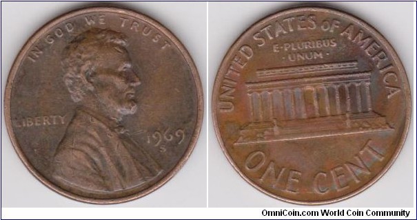 1969-S Lincoln 1 Cent 