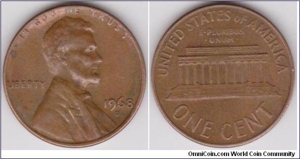 1968-D Lincoln 1 Cent 