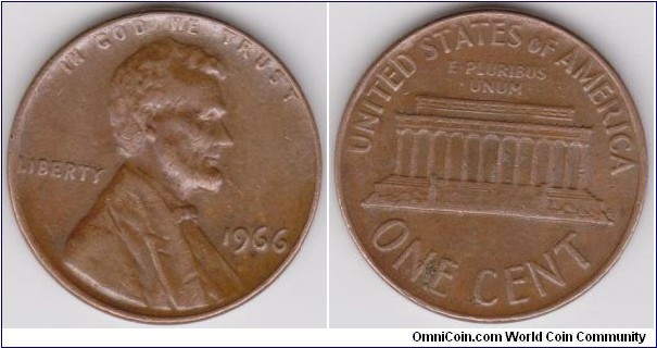 1966 Lincoln 1 Cent