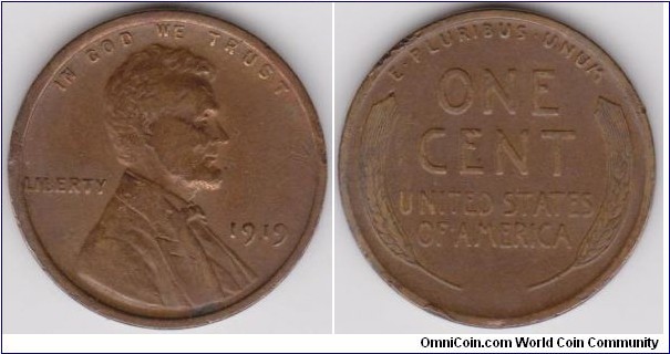 1919 Lincoln 1 Cent 